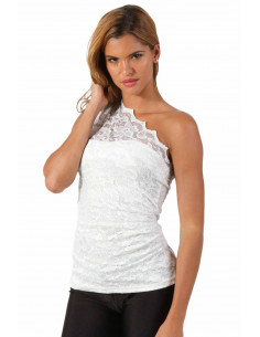 18317-WH Asymmetrical lace...