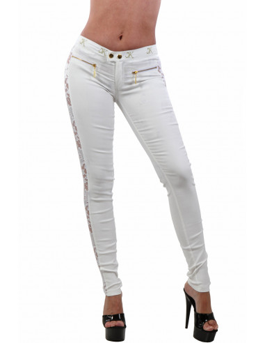 18910-WH Slim Pants with gold details...