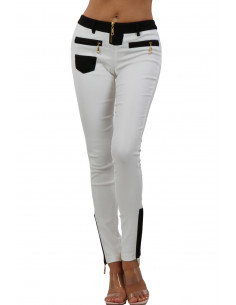 18968-WH Pantalon slim chic...