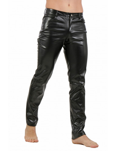 V1001 Men's Slim Leather-Look Pants