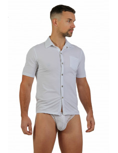 9074-WH Short sleeve fitted...