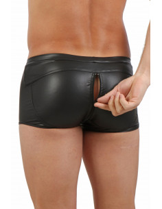 9454-BK Wetlook & fine mesh boxer briefs