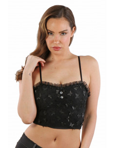 T412-BK Butterfly crop Top...