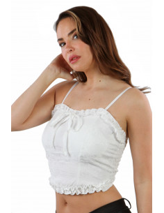 T1905-WH Lace crop Top with...