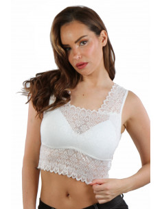 T1002-WH Chic lace Top,...