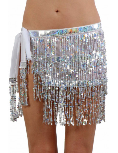 077-SI Sequined Fringe Skirt