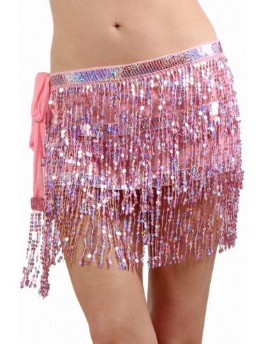 077-PK Sequined Fringe Skirt