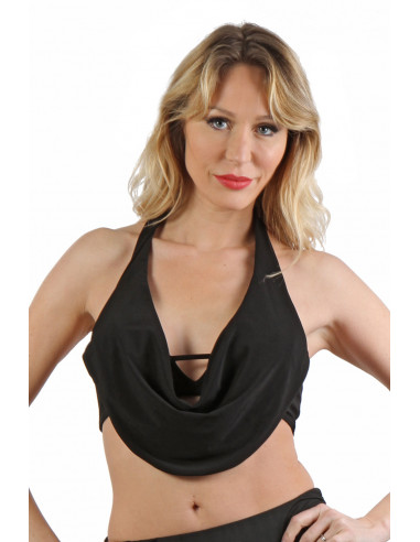 20890-BK Cowl neck Top, tie at the...