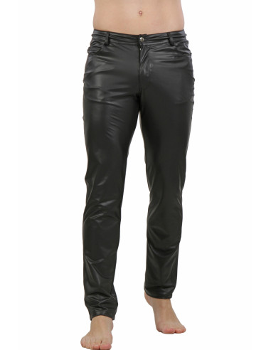 V1001W Men's Slim Wetlook Pants