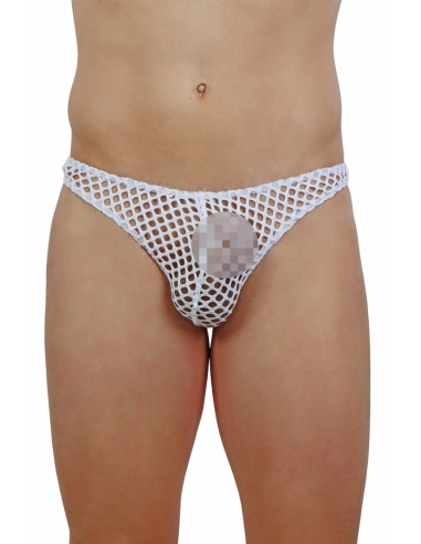 11002-WH Men's fishnet G-string