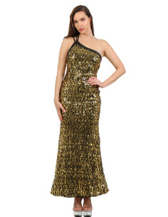 18095-GO Long shimmering Dress