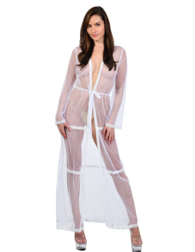 21203-WH Long transparent tulle...