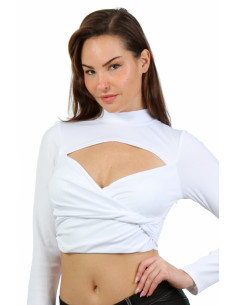 T25298-WH Crop-top sexy à...