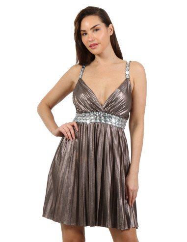 9466K-GR Robe Glamour ornée de strass