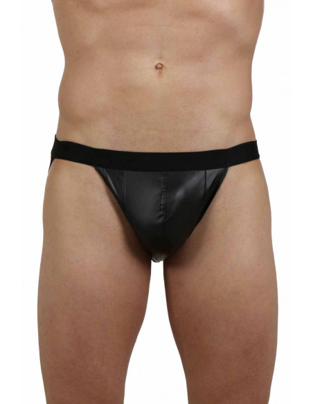 2 Jockstrap en wetlook. Composition : Polyester 95%, Coton 5%