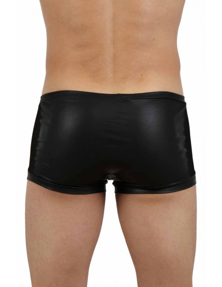 3 Boxer en tulle et wetlook. Ajustement laçage ceinture. Composition : Polyester 95%, Coton 5%