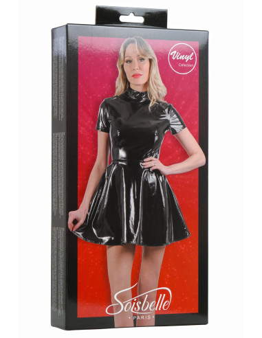 21150-BK Vinyl Dress Zip back (Packaged)