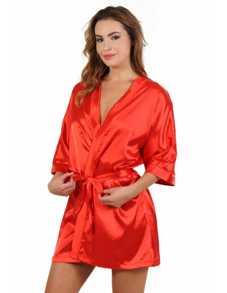 1 Robe kimono en satin. Ceinture taille haute 2 passants. Taille unique Composition : Polyester 95%, C