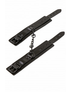 Menottes poignets noires simili-cuir fentes ajustables à cadenas