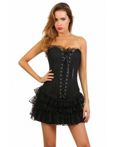 1 Corset robe. Ajustement laçage corset dos. Fermeture zip côte