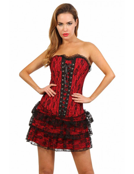 1 Corset robe. Ajustement laçage corset dos. Fermeture zip côte