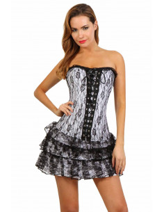 1 Corset robe. Ajustement laçage corset dos. Fermeture zip côte